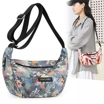 Повседневная женская сумка через плечо, нейлоновая водонепроницаемая сумка через плечо с принтом на молнии, женская сумка через плечо небольшой вместительности зелёный