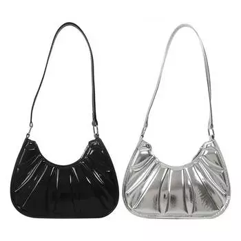 Повседневная женская сумка через плечо, плиссированная сумка под мышкой, простые портативные дизайнерские сумки чёрный