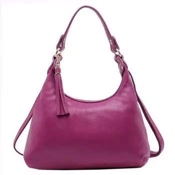 Повседневная женская сумка через плечо с кисточками, сумка-мессенджер Dumpling Bun, верхний слой из натуральной кожи, женская сумка фиолетовый