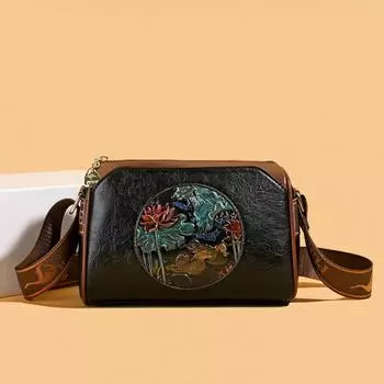 Повседневная женская сумка из мягкой кожи, маленькая сумка через плечо для женщин, летняя новая модная сумка-мессенджер с принтом для женщин 2025 года чёрный