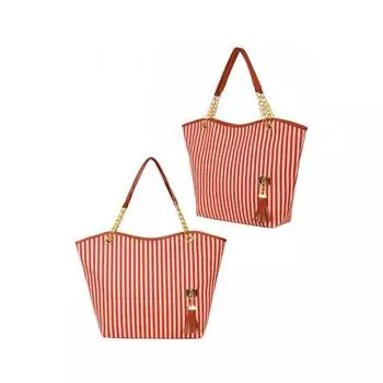 Повседневная женская сумка из парусины в полоску с вертикальной планкой и кисточками, сумка на одно плечо, сумка на цепочке