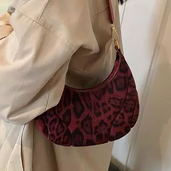 Повседневная женская сумка, модная именная сумка с леопардовым принтом подмышкой, модная простая сумка через плечо Moon красный