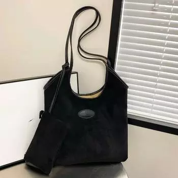 Повседневная женская сумка на плечо с застежкой-молнией, многофункциональная, популярная сумка-тоут для поездок на работу и обратно чёрный