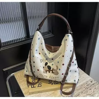 Повседневная женская сумка-тоут большой вместимости 2024 года, сумка через плечо, три функции, легкий рюкзак чёрный