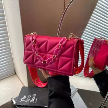 Повседневная женская сумка весна 2024 новая модная маленькая квадратная сумка через плечо простая сумка-мессенджер с широкими полями чёрный