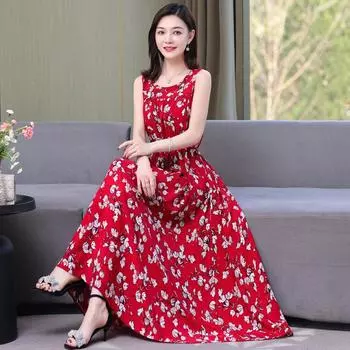 Повседневное длинное платье для женщин, тонкое элегантное платье без рукавов больших размеров, летнее платье XL