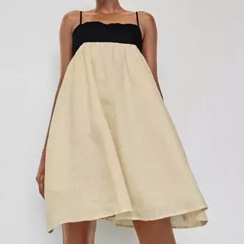 Повседневное льняное платье цвета хаки, женское летнее хлопковое лоскутное мини-платье трапециевидной формы, модное вечернее сексуальное платье с открытой спиной для женщин S хаки