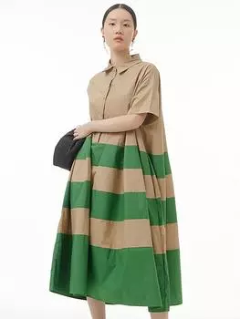 Повседневное модное платье XITAO в полоску с короткими рукавами WMD4625