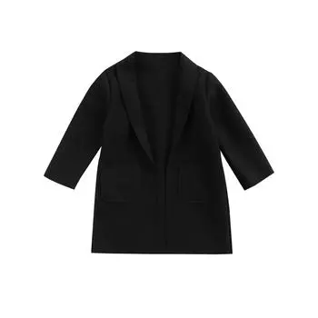 Повседневное пальто для девочек на осень/зиму, однотонный кардиган с длинными рукавами и открытыми передними карманами, 2 года, 3 года, 4 года, 5 лет, 6 лет, 7 лет 2-3 Years коричневый