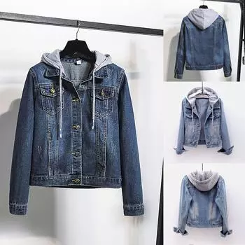Повседневное пальто, женская модная джинсовая куртка с длинными рукавами и карманами, короткое пальто больших размеров XXXXXL светло-синий