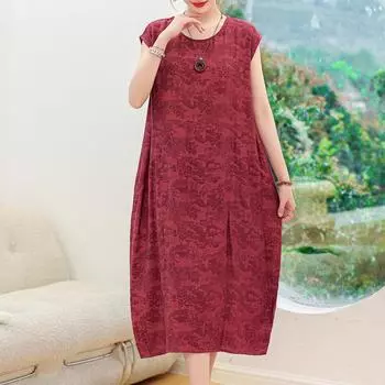 Повседневное платье без рукавов для женщин, большие размеры, свободное элегантное женское платье, летняя винтажная одежда XL