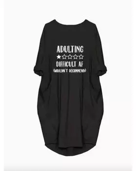 Повседневное платье больших размеров, женское платье больших размеров с завернутыми рукавами и круглым вырезом, слегка эластичное платье оверсайз с большими карманами 1XL чёрный