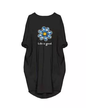 Повседневное платье больших размеров, женское, с надписью «Плюс» и принтом в виде сердца, с длинным рукавом, круглым вырезом, слегка растягивающееся, свободного кроя, мешковатое платье 1XL чёрный