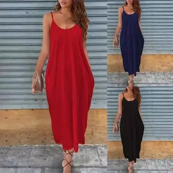 Повседневное платье с бретелью через шею для женщин S бордовый