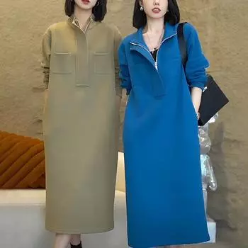 Повседневное платье в стиле ленивой моды для женщин, осенняя одежда, модная длинная юбка большого размера для новой мамы, уменьшающая возраст S