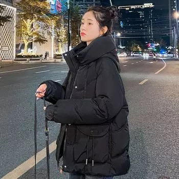 Повседневное свободное хлопковое пальто для женщин — большой размер и тепло в корейском стиле M красный