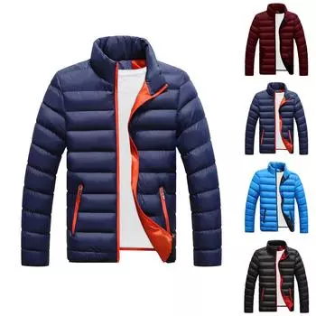 Повседневное теплое тонкое зимнее пальто с воротником-стойкой на молнии Верхняя одежда Куртка Топ Блузка XXL чёрный