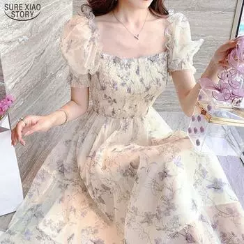 Повседневное вечернее платье с цветочным принтом, летнее белое шифоновое длинное платье, элегантное платье феи с короткими рукавами для женской одежды, Vestidos 20044 S белый