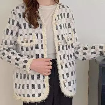 Повседневное женское пальто 2023, осень/зима, корейское издание, свободный дизайн с v-образным вырезом, маленький кардиган в стиле ретро с длинными рукавами, женское пальто, верх