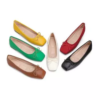 Повседневные балетки для женщин, удобные балетки с закрытым квадратным носком, нескользящие рабочие нарядные туфли, легкие женские туфли из искусственной кожи для ходьбы 35 чёрный