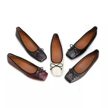 Повседневные балетки для женщин, удобные балетки с закрытым квадратным носком, нескользящие рабочие нарядные туфли, легкие женские туфли из искусственной кожи для ходьбы 35 чёрный