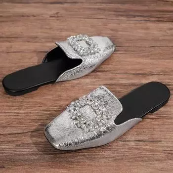 Повседневные базовые туфли с острым носком для женщин, новинка 2024 года, горячая распродажа, женская обувь на низком каблуке, резиновые туфли Baotou из искусственной кожи, туфли на плоской подошве Zapatos Para Mujeres 35 золотой