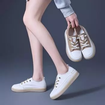 Повседневные белые туфли-лоферы кожаные туфли на плоской подошве 35 белый