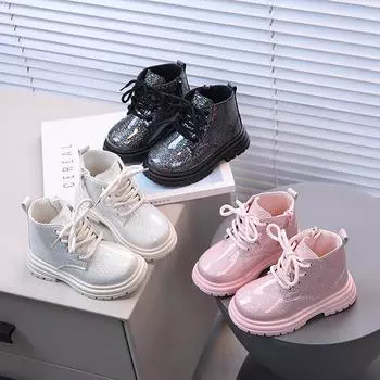 Повседневные ботинки для девочек, удобные нескользящие ботинки с застежкой-молнией, подходят для путешествий в помещении и на открытом воздухе, для осеннего и зимнего сезонов 21 чёрный