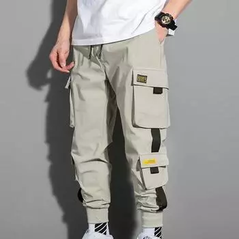 Повседневные брюки для активного отдыха, мужские износостойкие, свободные, прямого покроя, с множеством карманов, мужские брюки XXXXL чёрный