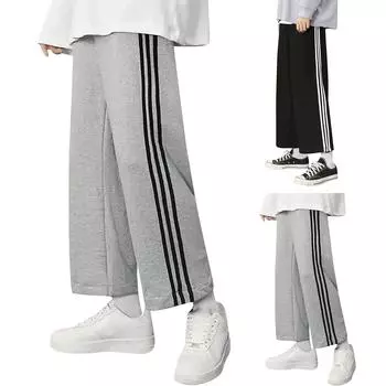 Повседневные брюки для мужчин весной и осенью универсальные свободные прямые спортивные брюки с девятью точками на шнурке L