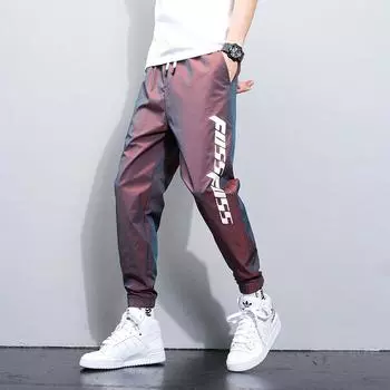 Повседневные брюки-хамелеоны, мужские с буквенным принтом, летние ультратонкие мужские леггинсы, брюки с завязками, мужские свободные брюки M