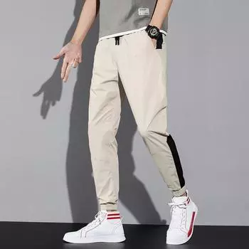 Повседневные брюки из ледяного шелка, мужские летние тонкие молодежные прямые брюки-трубы, мужские длинные деловые брюки 28 серый