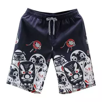 Повседневные брюки, летние свободные брюки с принтом, большие европейские и американские пляжные мужские повседневные быстросохнущие большие короткие брюки с цветочным принтом S