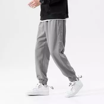 Повседневные брюки, модный мужской бренд, новый весенний модный бренд, брюки с капюшоном с вышивкой, повседневные свободные спортивные баскетбольные брюки M чёрный