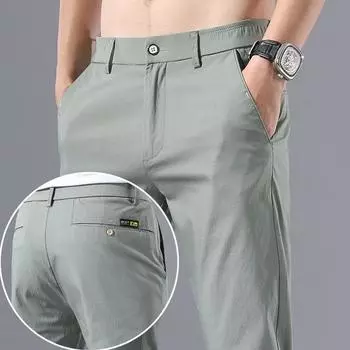 Повседневные брюки, мужские летние тонкие брюки из ледяного шелка, тонкие прямые быстросохнущие спортивные свободные длинные мужские брюки для мальчиков для мальчиков