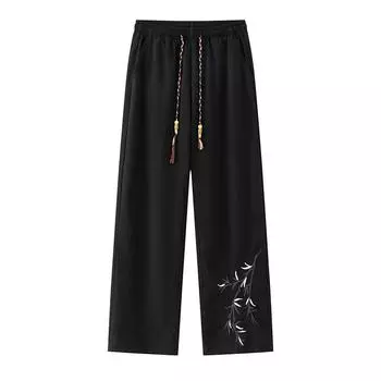 Повседневные брюки мужские летние тонкие дышащие быстросохнущие эластичные прямые универсальные брюки из ледяного шелка XXXL