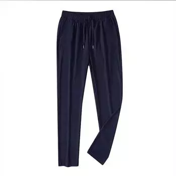 Повседневные брюки мужские, летние, трендовые, из ледяного шелка, модные, однотонные, тонкие, без глажки, без глажки M