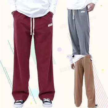 Повседневные брюки мужские спортивные брюки молодежные уличные танцы широкие вельветовые спортивные штаны свободные хип-хоп мешковатые спортивные штаны Yasheng S чёрный