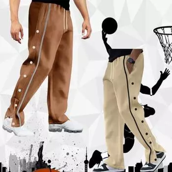 Повседневные брюки мужские свободные прямые брюки со шнуровкой на завязках спортивные мужские модные брюки с пуговицами сбоку в стиле пэчворк однотонные брюки S белый