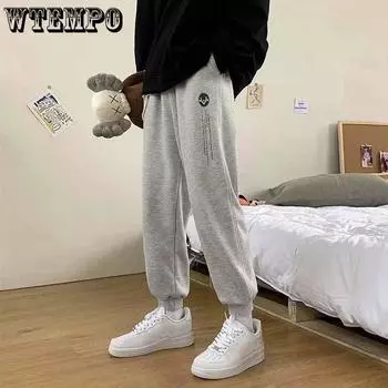Повседневные брюки Мужские свободные спортивные брюки Мужские брюки с принтом и завязками Большие защитные брюки XXXL чёрный