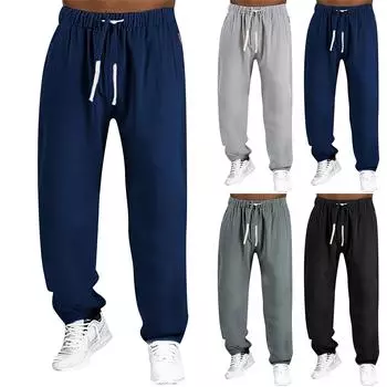 Повседневные брюки Мужские свободные спортивные брюки с карманами на молнии и эластичной резинкой на талии XXXXXL серый