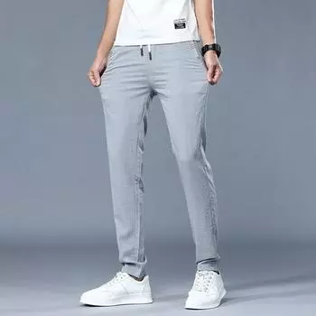 Повседневные брюки мужские весенние модные мужские одежды корейские повседневные прямые брюки тонкие мужские карманные украшения 28