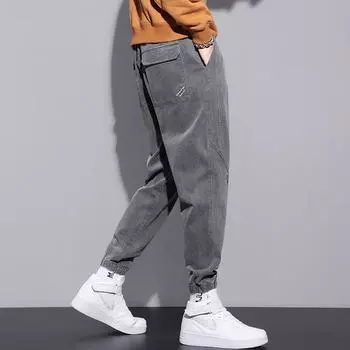 Повседневные брюки, мужские весенние свободные и универсальные леггинсы с эластичной резинкой на талии, новые мужские имитации джинсов M