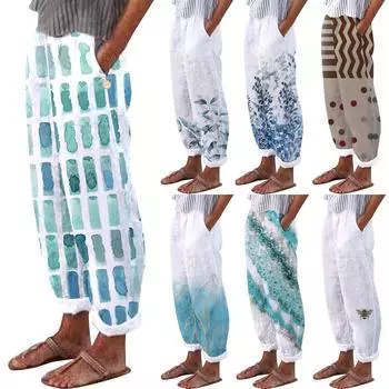 Повседневные брюки Omen с карманами и эластичной резинкой на талии, свободные длинные брюки, брюки XXL синий