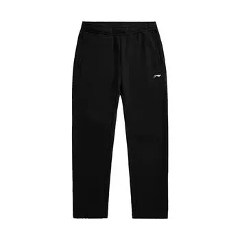 Повседневные брюки с логотипом Li Ning и средней талией, свободные манжеты, мужские брюки, черный цвет AKLUE49-1 S