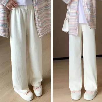 Повседневные брюки в вертикальную полоску, широкие брюки, свободные женские брюки S чёрный