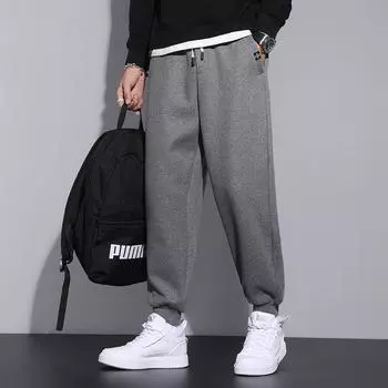 Повседневные брюки высокой эластичности, однотонные мужские трикотажные брюки, весенние мужские санитарные брюки, свободные и универсальные мужские спортивные брюки корейской версии. M