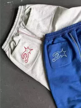 Повседневные брюки Y2K для мужчин и женщин в стиле Харадзюку с вышитыми буквами и графикой Мешковатые брюки для бега с эластичной талией Спортивные брюки S