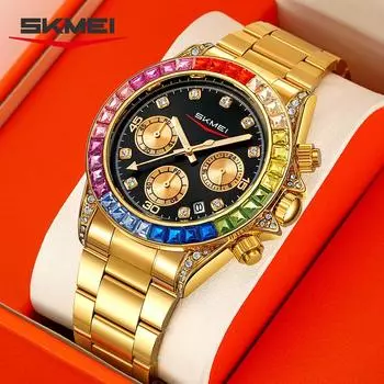 Повседневные часы для мужчин, водонепроницаемые кварцевые часы с хронографом и датой 2025 года, роскошные деловые мужские часы серебряный/чёрный