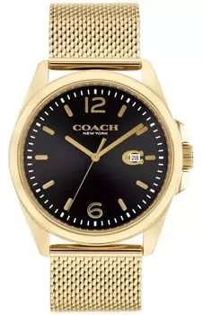 Повседневные часы Grayson 14602618 желтое золото [Coach] мужские [Товар] чёрный